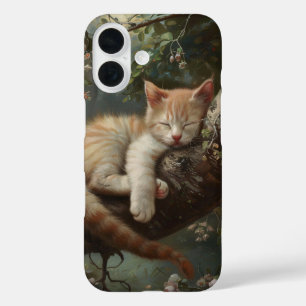 Funda iPhone 16 Gatito durmiendo en una cosecha de árbol