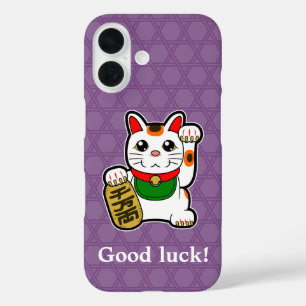 Funda iPhone 16 Gato afortunado japonés