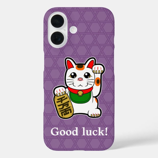 Funda iPhone 16 Gato afortunado japonés (Reverso )