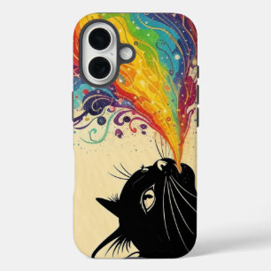 Funda iPhone 16 Gato arcoíris