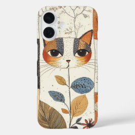 Funda iPhone 16 Gato artístico moderno de mediados de siglo