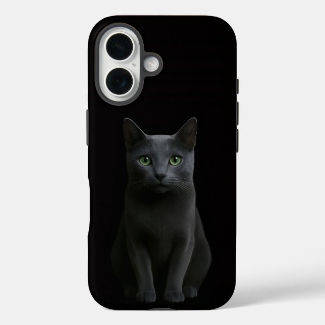 Funda iPhone 16 Gato Azul Ruso Black 4 Luxe iPhone 16 Case-Mate (Reverso )