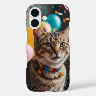 Funda iPhone 16 Gato de cumpleaños