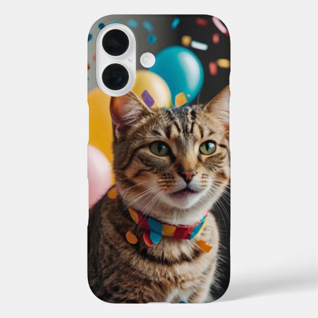 Funda iPhone 16 Gato de cumpleaños (Reverso )