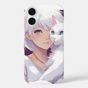 Funda iPhone 16 Gato de damas blancas