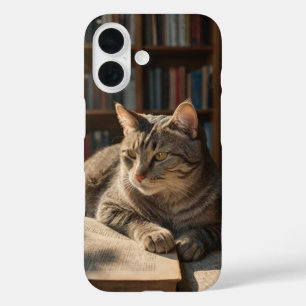 Funda iPhone 16 Gato de libro acogedor