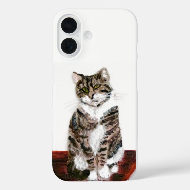 Funda iPhone 16 Gato de Tabby con pintura Kitty (Reverso )