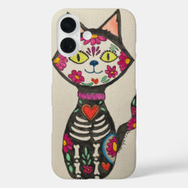 Funda iPhone 16 Gato del Día de Los Muertos