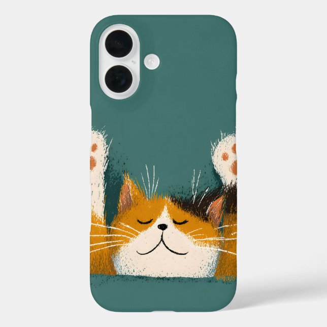 Funda iPhone 16 Gato Divertido y Lindo Durmiendo (Reverso )