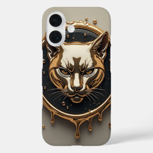 Funda iPhone 16 Gato dorado retrato lujoso🐈