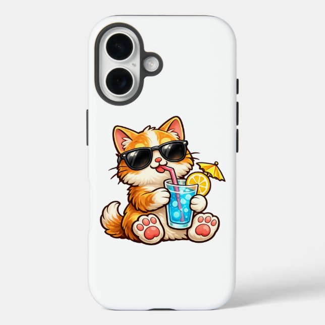 Funda iPhone 16 Gato fresco de verano (Reverso )