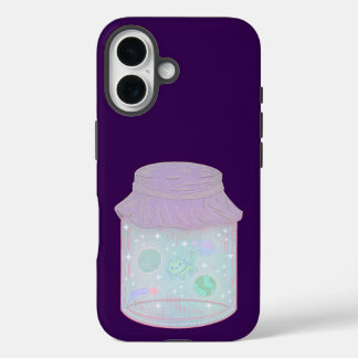 Funda iPhone 16 Gato Galaxia en un Tarro | Arte Kawaii de Gato Esp