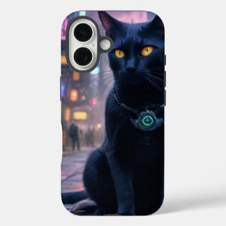 Funda iPhone 16 Gato kitty futurista retro
