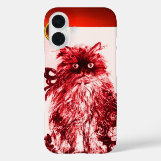 Funda iPhone 16 GATO KITTY - KITTEN CON Monograma ROJO Gem