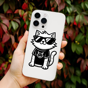 Funda iPhone 16 Gato más frío del mundo con gafas de sol blanco