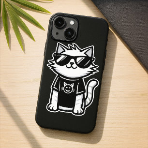 Funda iPhone 16 Gato más frío del mundo con gafas de sol negro