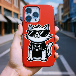 Funda iPhone 16 Gato más frío del mundo con gafas de sol rojo