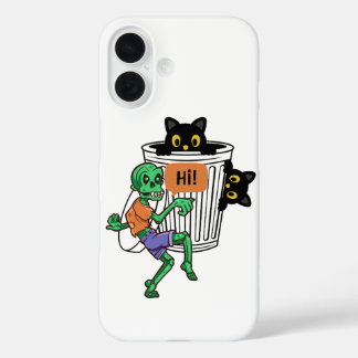 Funda iPhone 16 Gato Miedoso Halloween