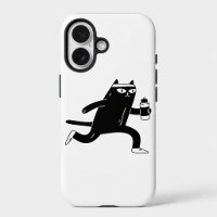 Gato Negro Adorable Corriendo Entrenamiento Fitnes
