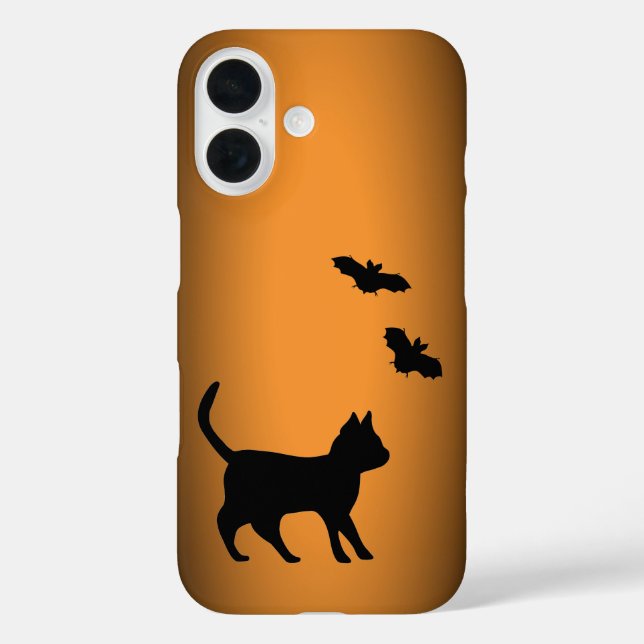 Funda iPhone 16 Gato negro con bata (Reverso )