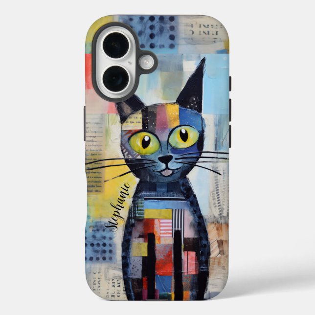 Funda iPhone 16 Gato negro lindo personalizado (Reverso )