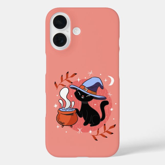 Funda iPhone 16 Gato negro picante (Reverso )