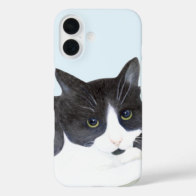 Funda iPhone 16 Gato negro y blanco (Reverso )