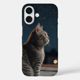 Funda iPhone 16 Gato nocturno estrellado