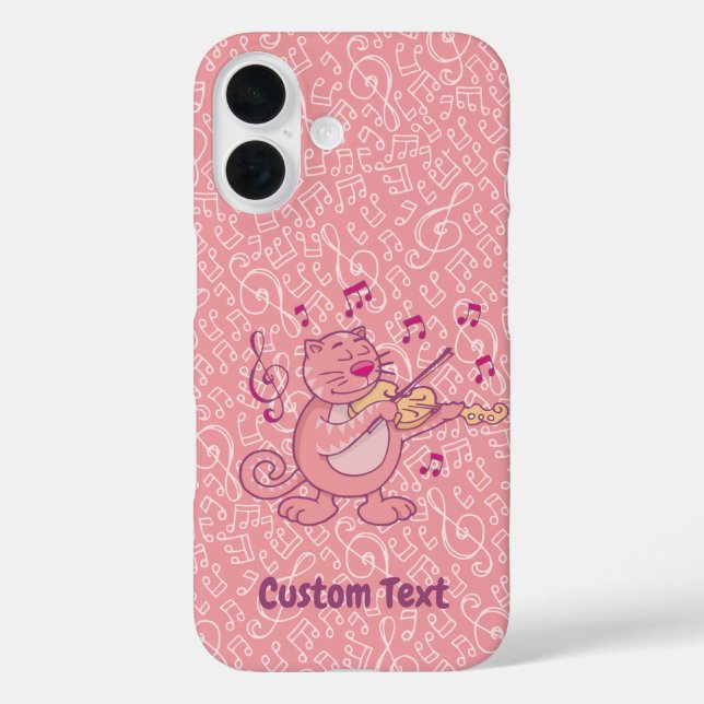 Funda iPhone 16 Gato rosa con estuche para iPhone de violín (Reverso )