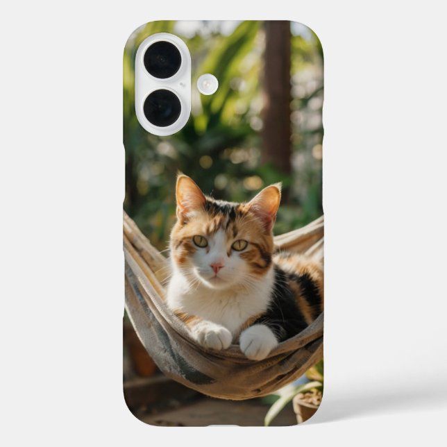 Funda iPhone 16 Gato somnoliento en Hammock (Reverso )