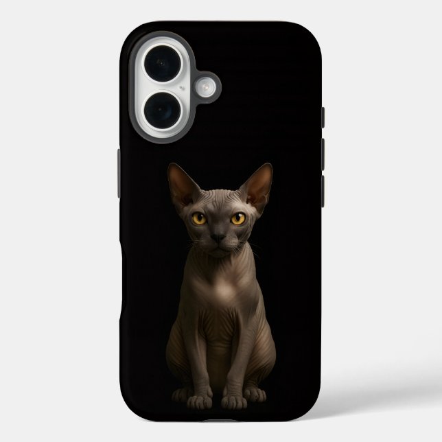 Funda iPhone 16 Gato Sphynx Negro 4 Luxe iPhone 16 Mate (Reverso )