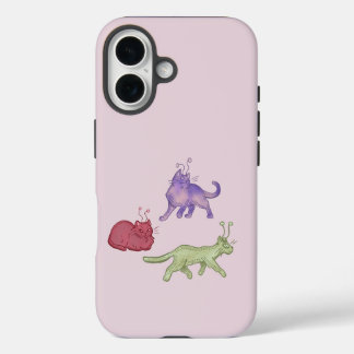 Funda iPhone 16 Gatos alienígenas caprichosos gatos espaciales div