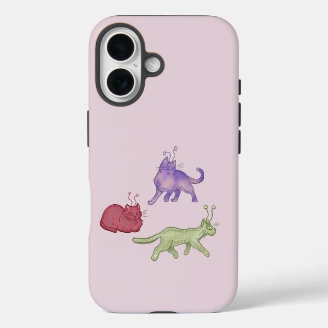 Funda iPhone 16 Gatos alienígenas caprichosos gatos espaciales div (Reverso )