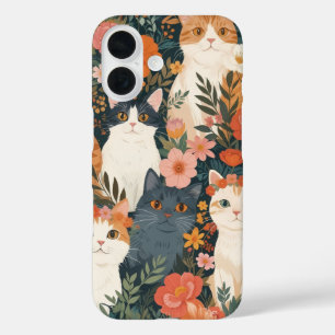 Funda iPhone 16 Gatos caprichosos del jardín