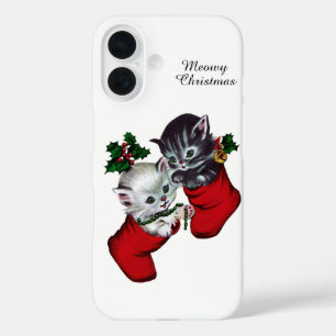 Funda iPhone 16 Gatos de Navidad Retro Vintage