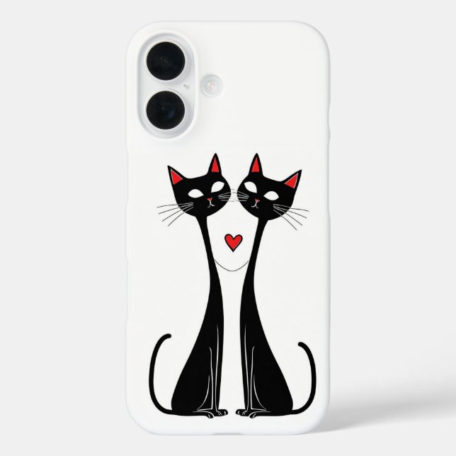 Funda iPhone 16 Gatos enamorados (Reverso )