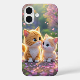 Funda iPhone 16 Gatos Kawaii Cubiertos en Estuche de teléfono con 