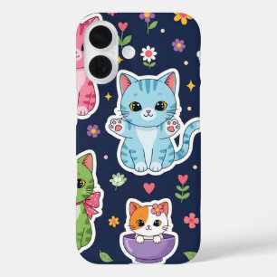 Funda iPhone 16 Gatos Kawaii Lindos Neko Gato Divertido Regalo Ama
