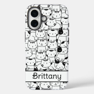 Funda iPhone 16 Gatos Negros y Blancos Adorables
