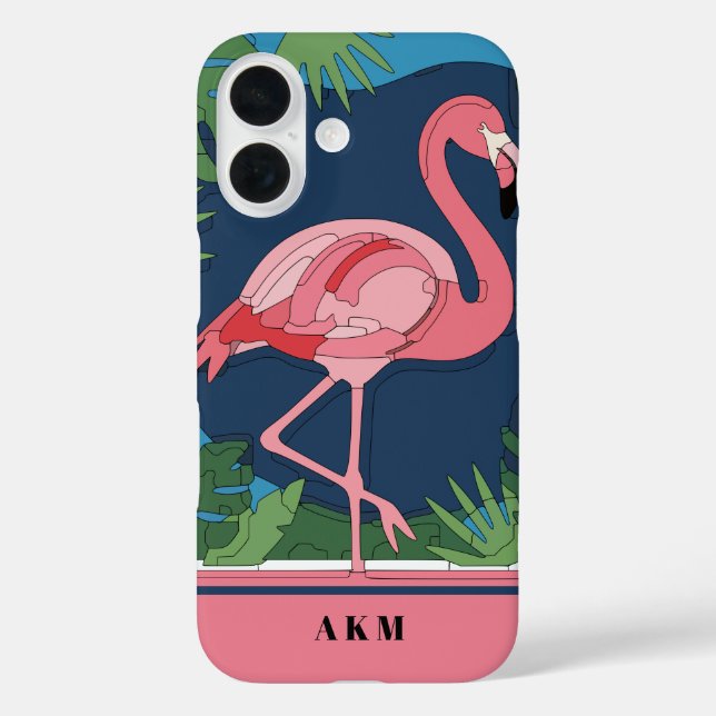 Funda iPhone 16 Geo Flamingo Puzzle (Reverso )