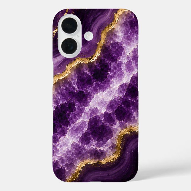 Funda iPhone 16 Geoda de Mármol de Amatista de Lujo (Reverso )