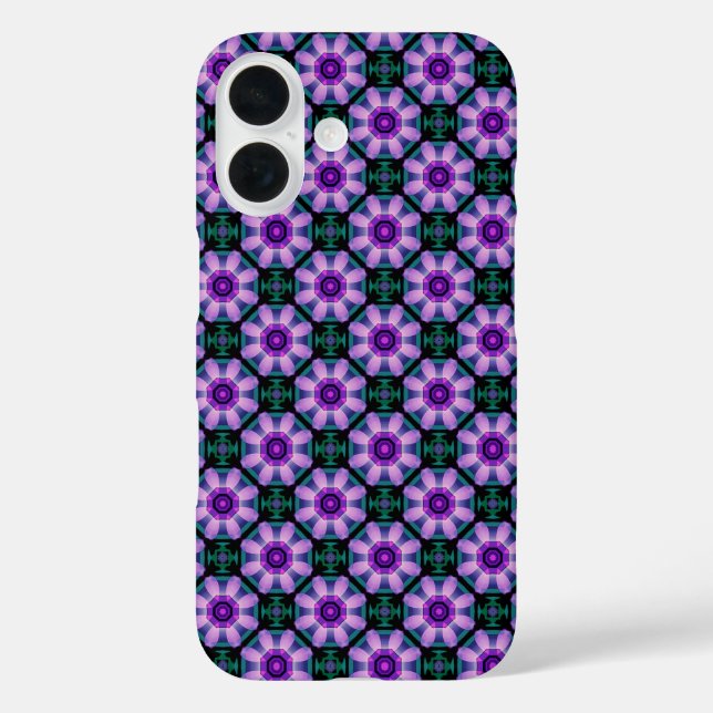 Funda iPhone 16 Geometric Floral in Purple (Reverso )