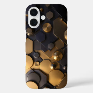 Funda iPhone 16 Geometric Metallact Abstract Wall Art - Oro y Bl