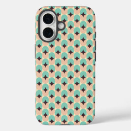 Funda iPhone 16 Geometric pattern of teal, beige, and black shapes