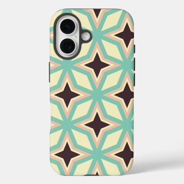 Funda iPhone 16 Geometric pattern with alternating dark star shape (Reverso )