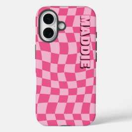Funda iPhone 16 Geométrica rosa preppy