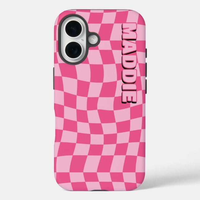 Funda iPhone 16 Geométrica rosa preppy (Reverso )