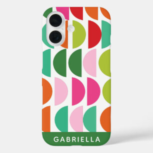Funda iPhone 16 Geométrica rosa verde de vacaciones moderna person
