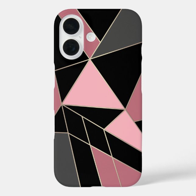 Funda iPhone 16 Geométrico, gris, rosa (Reverso )