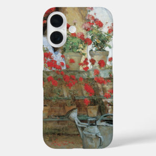 Funda iPhone 16 Geranios por Childe Hassam, Impresionismo Vintage